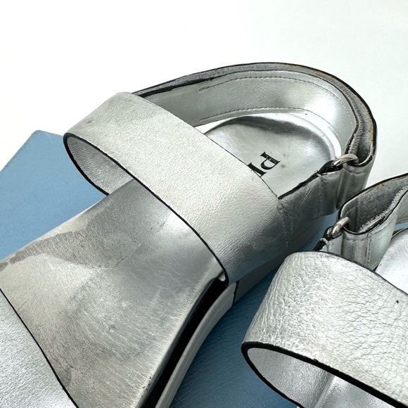 PRADA SPORTY METALLIC SILVER OPEN TOE SANDALS LUXURY PLATFORM SHOE 39, US 8.5 - Picture 7 of 12